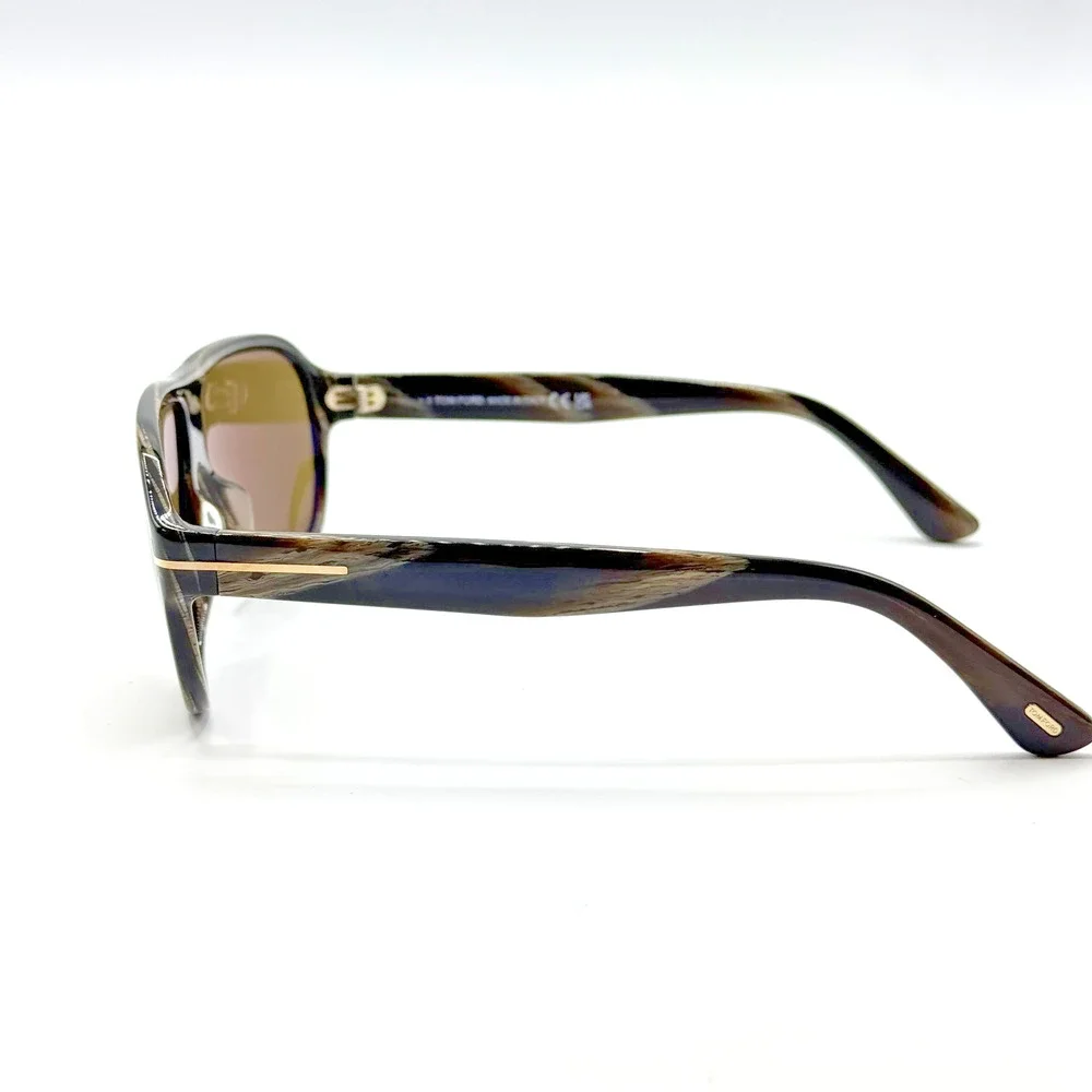 Tom Ford Sunglasses Samuele-02 TF1336 63J Black Horn Pilot Brown Lens 61mm